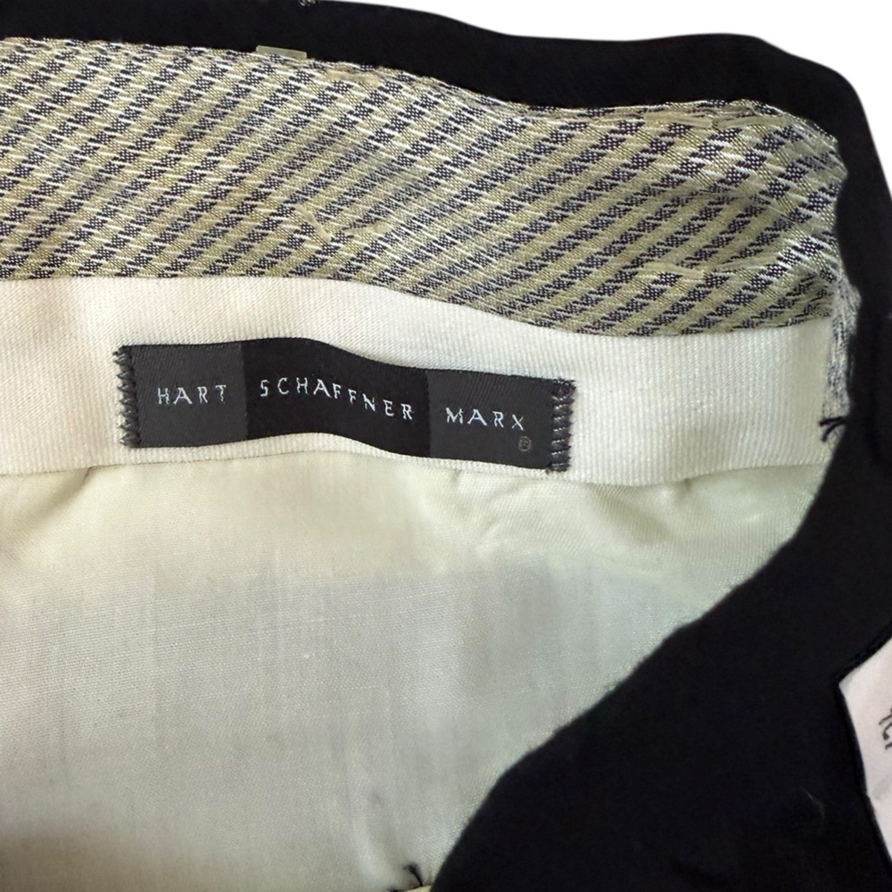 NWT Hart Schaffner Marx 100% Wool Dress Pants 34 Black Pleated Unhemmed - Picture 4 of 7